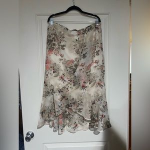 Pink and White Floral Skirt